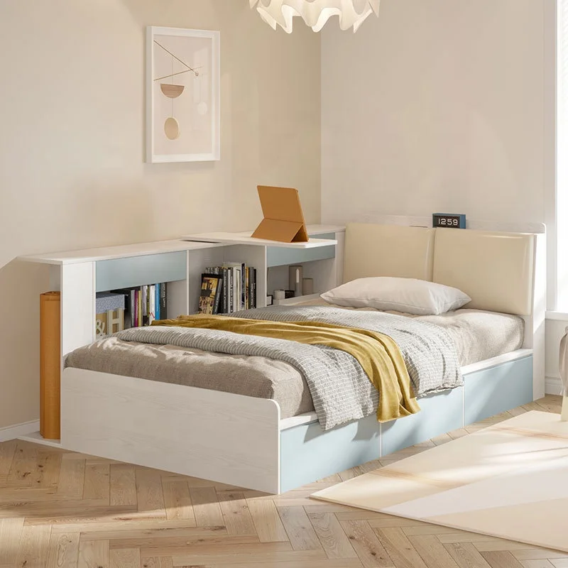 Furniture Frame Wood Rooms Designs Modern Wooden Single Kids House Nordic Electric Bed With Drawer