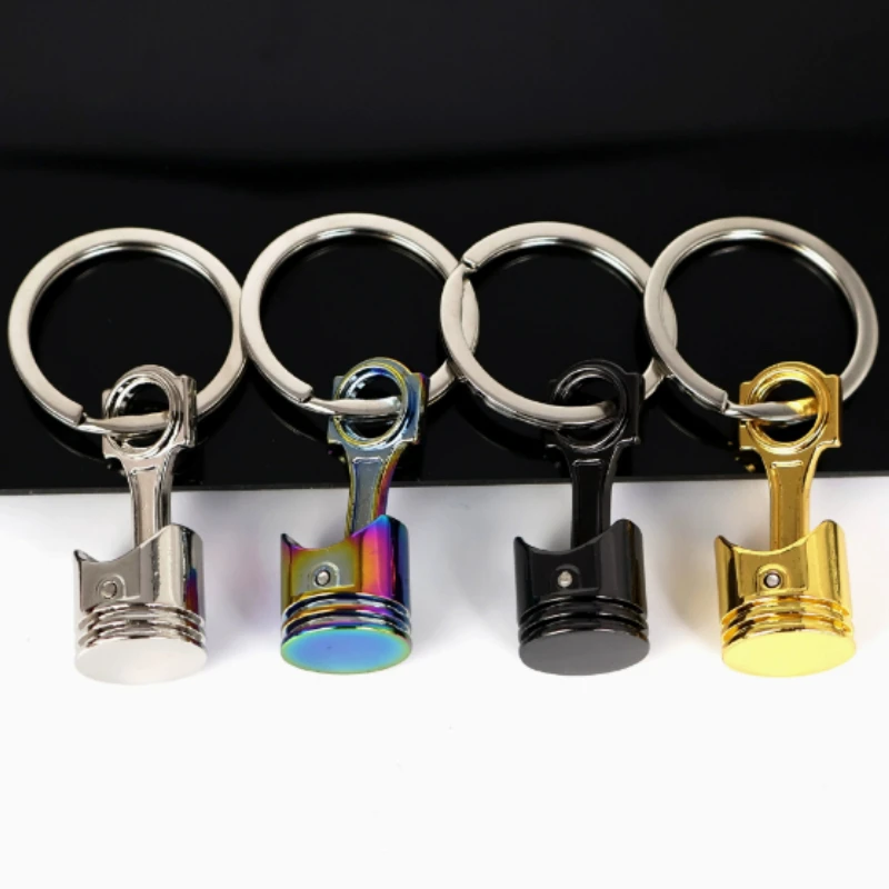 Unique Car Engine Piston Style Keychain Creative Metal Piston Model Keyring Keyfob Key Pendant Car Trinkets Accessories Gifts