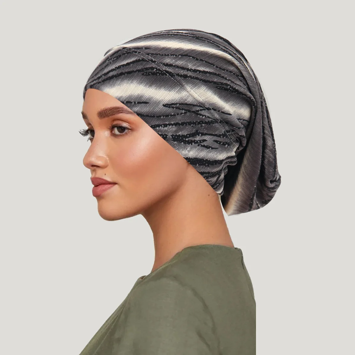 2026 New Tie-dye Hair Cover Cap Luxury Lace Muslim Turban Hat Women Chemo Cap Headscarf Wraps African Beanie Headwear