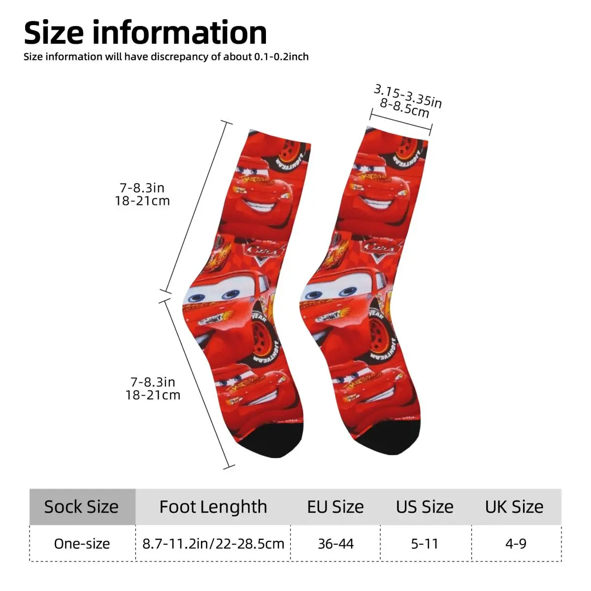 Rains McQueen-Chaussettes coordonnantes pour hommes, chaussettes de cyclisme, dessin animé, voiture rouge, bas coréens, haute qualité, graphique de printemps, numéro 95