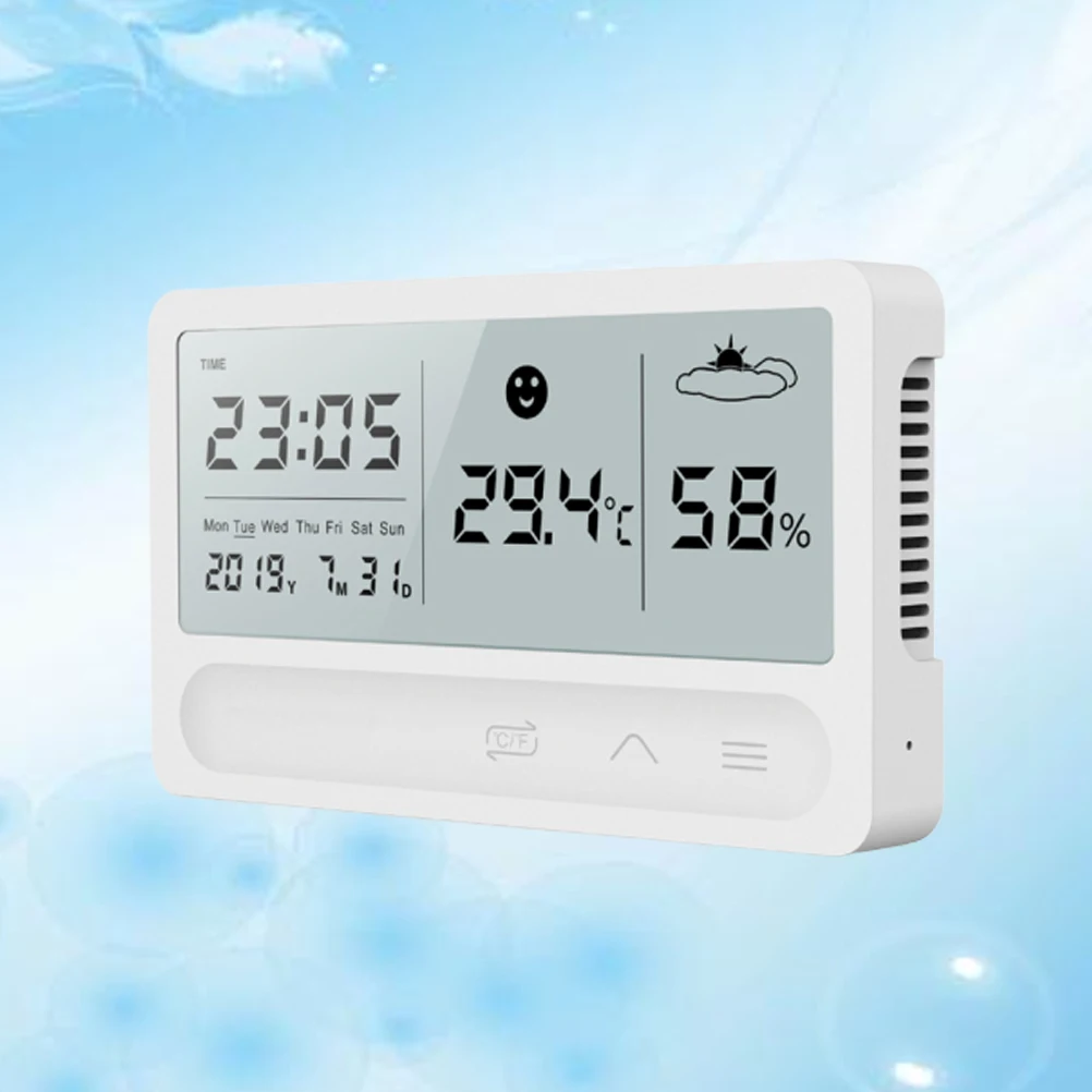 

Electronic Thermometer Hygrometer Touch Screen Large LCD White Backlight Temperature Humidity Meter Indoor Outdoor Weather