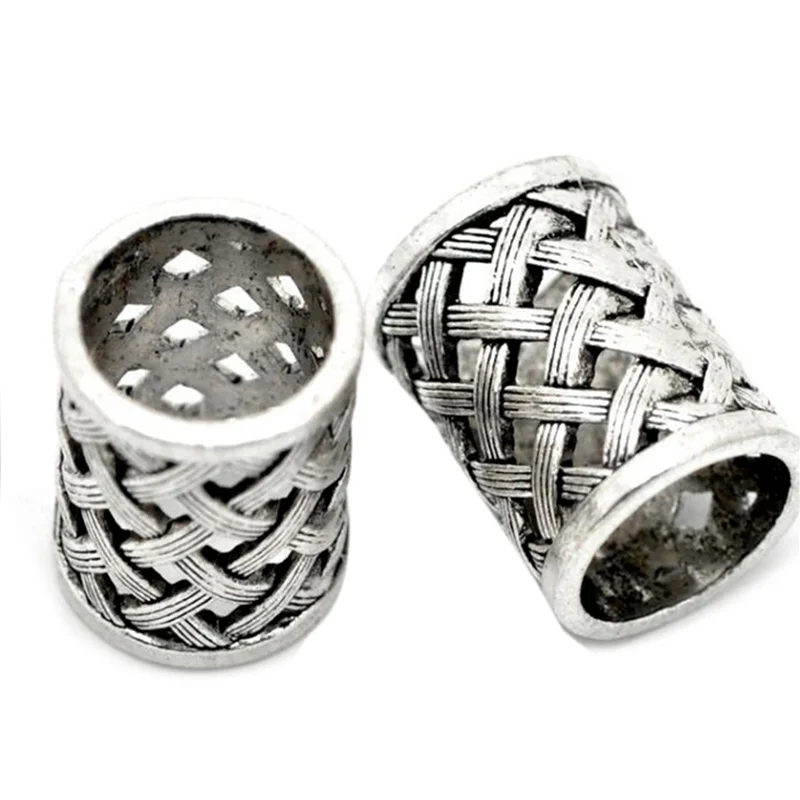 

CYL-8X Vintage Antique Bronze Hair Braid Beard Dreadlock Beads Rings Tube Viking Rune Charm Pendant For DIY Necklace Jewelry