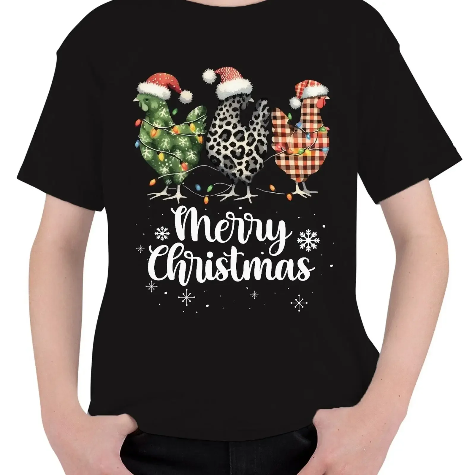 Merry Christmas Chicken Checkered Christ vintage Washed Versatile Stylish Top For Everyday Wear homme graphic Comfortable
