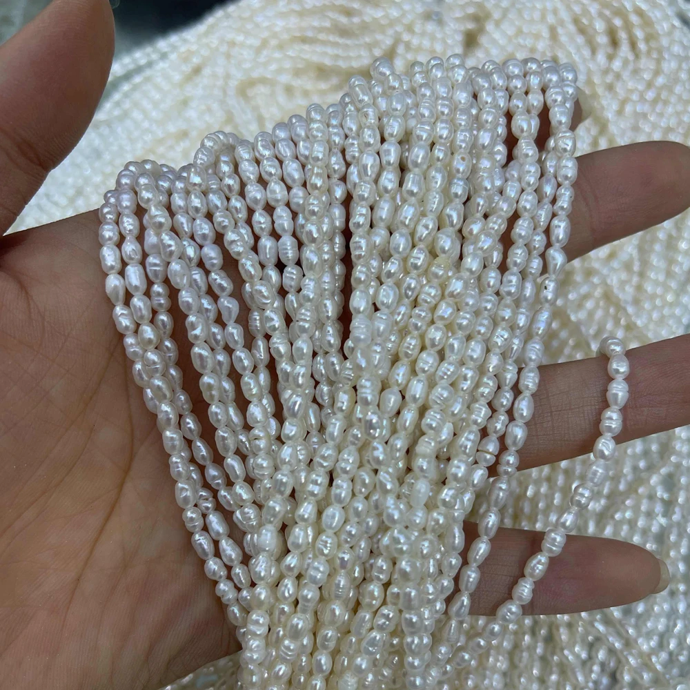 2-3mm White Natural Freshwater Pearls Rice Shape Small Loose Spacer Beads for Jewelry Making DIY Necklace Bracelet Accessories