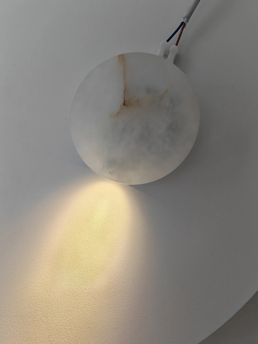 

Luxury Spain natural Marble Round Wall Lamp Nordic Modern LED entrance Background Wall Lights living room Bedroom bedside lamps