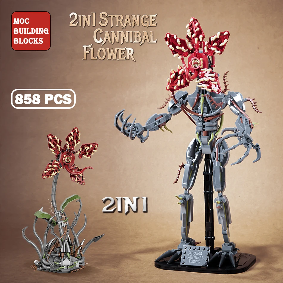 

MOC 2in1 Cannibal Flower Monster Building Blocks Set Strangered Things Groot Demogorchid Piranha Plant Bricks Toys for Kids Gift