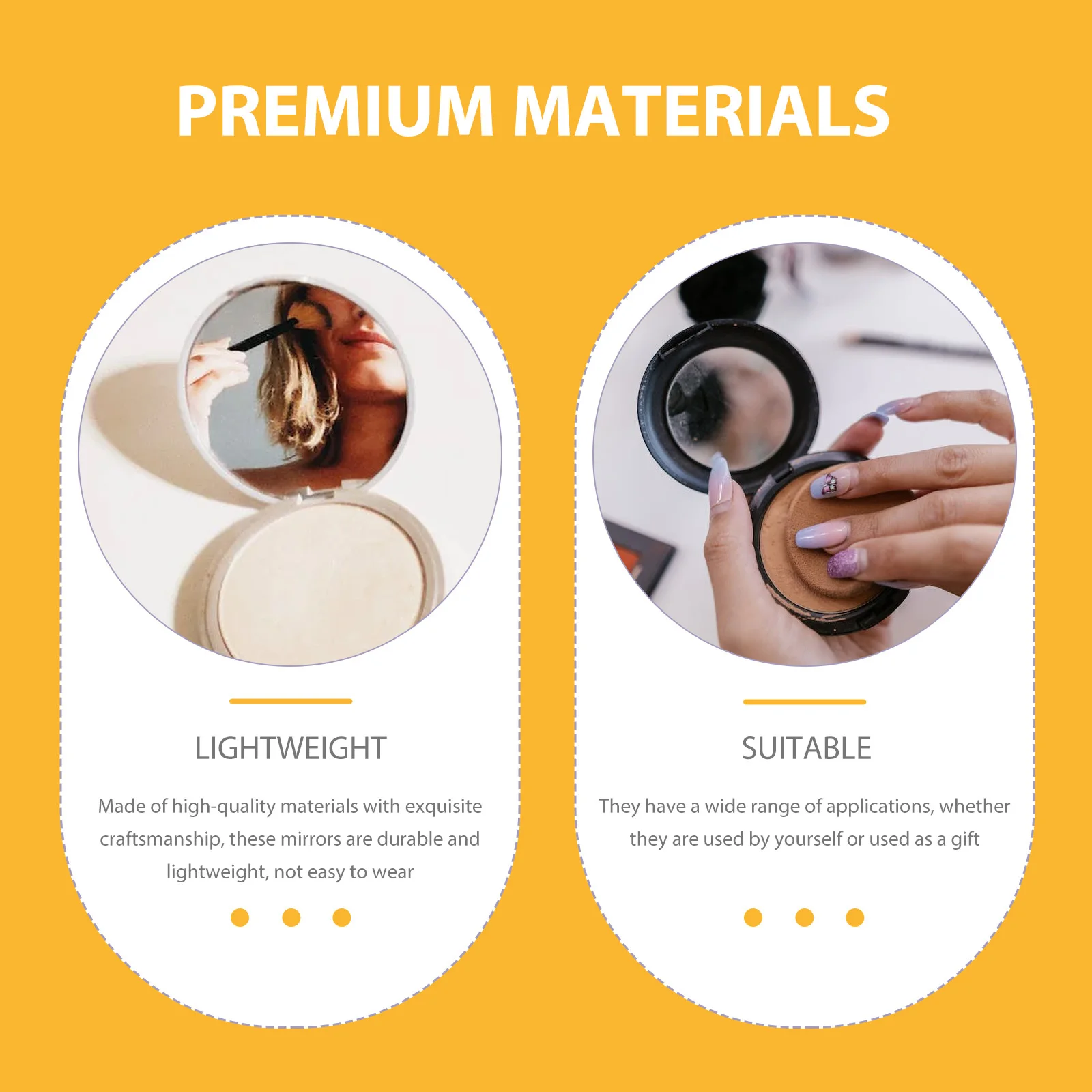 1Set Opvouwbare Make-upspiegel Handheld Design Compacte Spiegel Hoogwaardige materialen Prachtig vakmanschap Zaktas