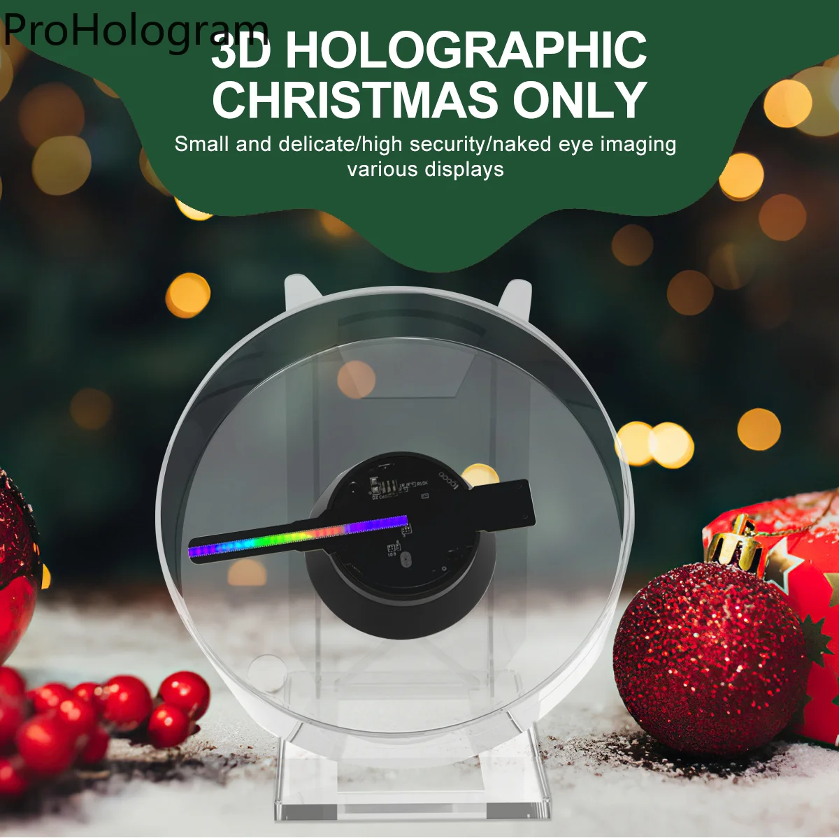 mini 3d hd holograma fan projector sinal led holografico player imagem de suporte video loja bar festa publicidade display light 01