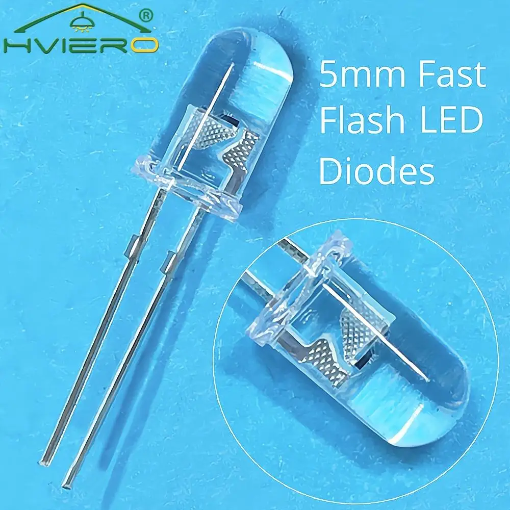 100Pcs F5 5mm Round Light Beads Slow RGB Fast Flash Diode Led Rainbow Multi Color Red Green Blue Emitting Water Clear Lamp