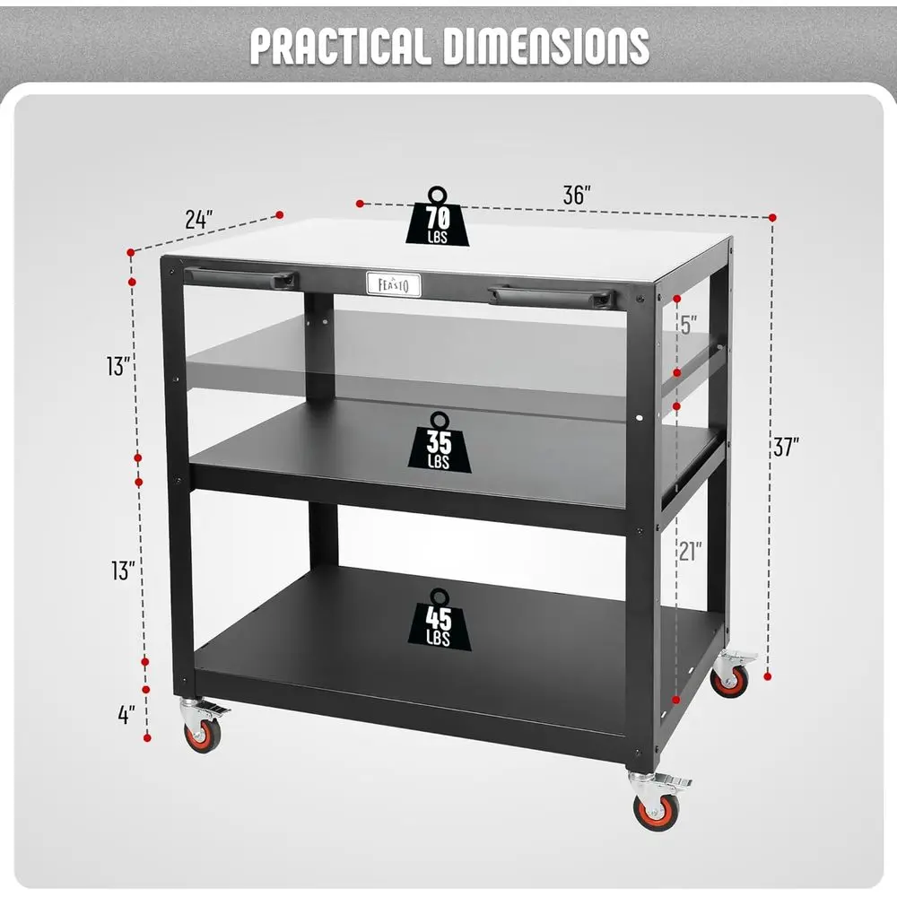 طاولة فرن بيتزا من الفولاذ المقاوم للصدأ للاستخدام الخارجي مع عجلات و3 أرفف للشوي والإعداد #3
