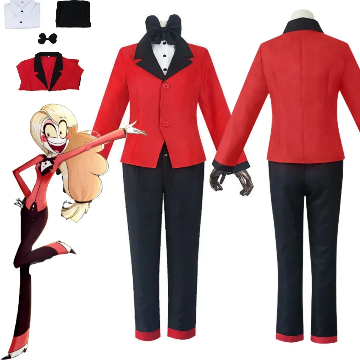 

Anime Comic Hazbin Alastor Cosplay Costume Red Suit Uniform Halloween Carnival Party Anime Performance Alastor Costume suits