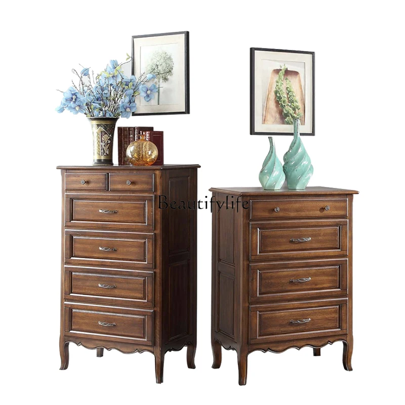 

American Style Solid Wood Chest of Drawers Bedroom Six-Drawer Cabinet Simple American Multi-Layer Storage Cabinet
