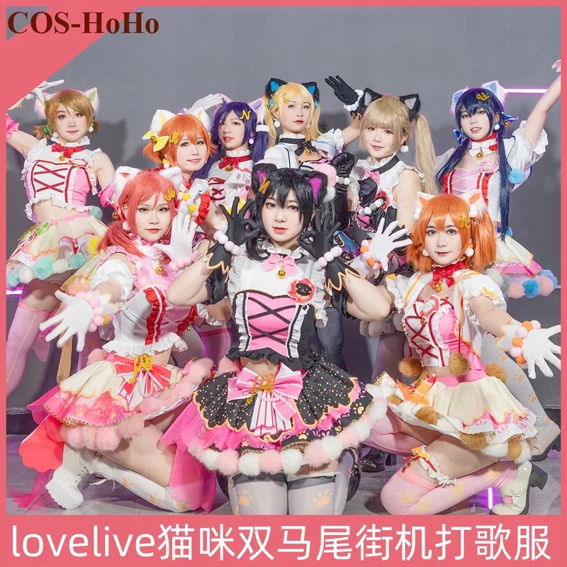 

COS-HoHo Anime Lovelive Maki Niko Umi All Members Cat Double Horsetail Arcade Card SJ Sweet Cute Uniform Cosplay Costume Women