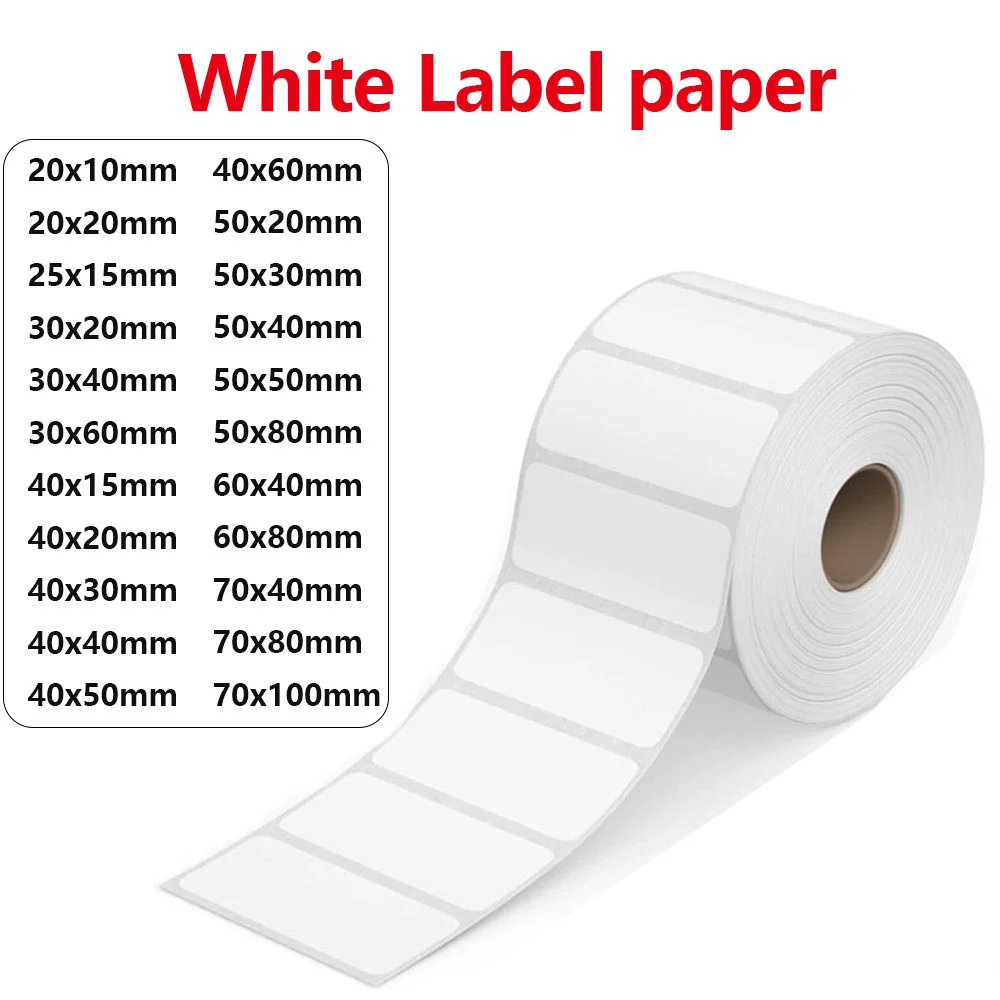 1ROll WHITE Label Sticker Thermal Paper for Munbyn Nelko PM220  M110 M220 M200 E210 P50 PM220 DETONG P1 WP9520 Maker