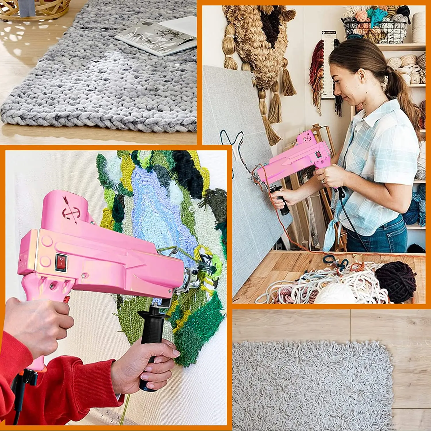 electric carpet weaving 2 in 1 cut loop pile hand rug tufting flocking making pistola de para alfombra