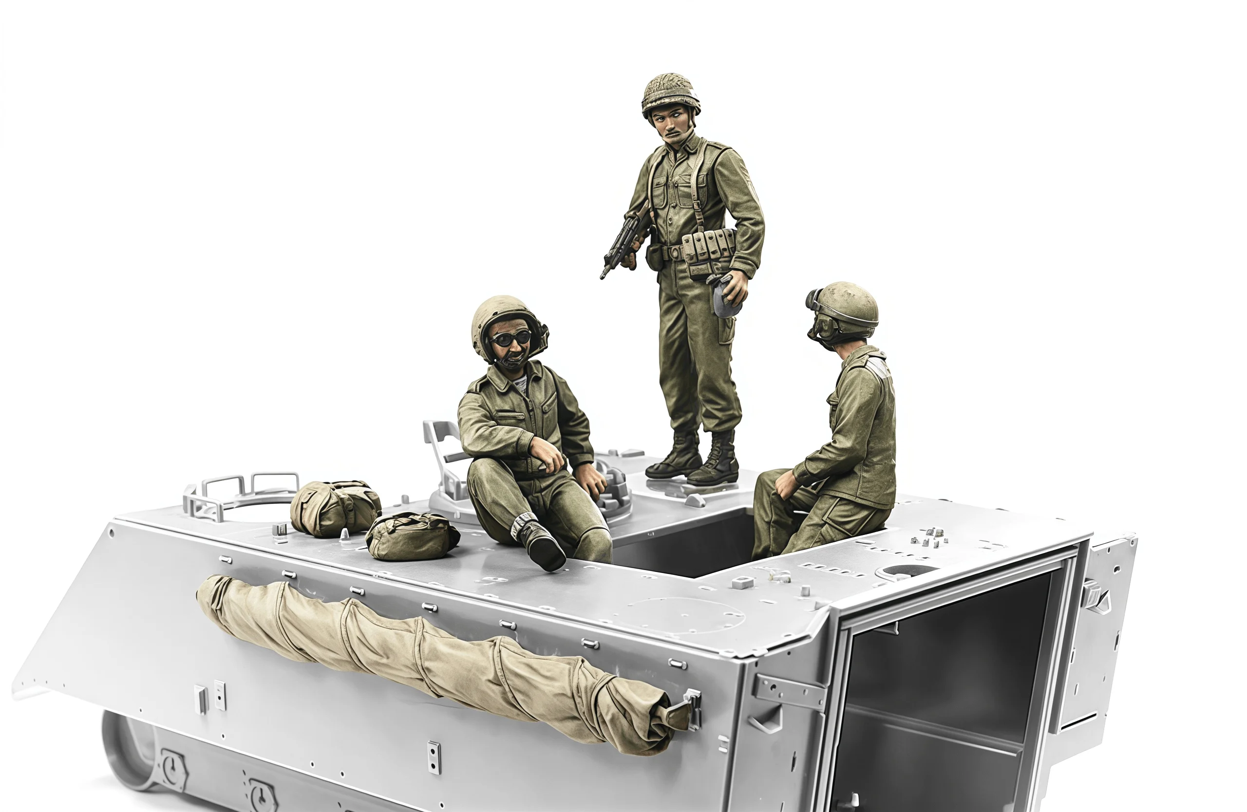 1/35 harsmodel karakterkit Gk, tankbemanning met 3 personen en pakket, ongeverfde montagekit