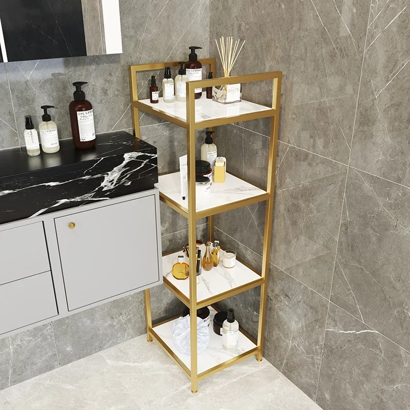 

Light Luxury Movable Bathroom Storage Rack Floor Standing Waterproof Multi-layer Storage Rack Home Bathroom Crevice Basin Stand