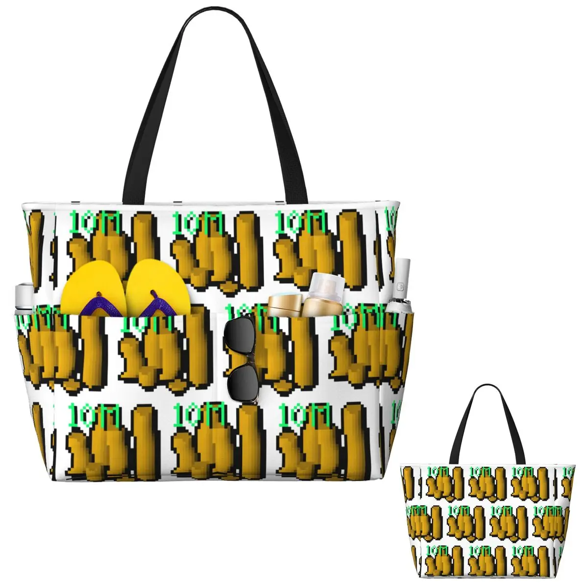 Monedas de 10 m - Runescape Bolsa de playa Deporte Gimnasio Yoga Bolsa de mano grande Bolsa de viaje para mujer Bolsa de fitness