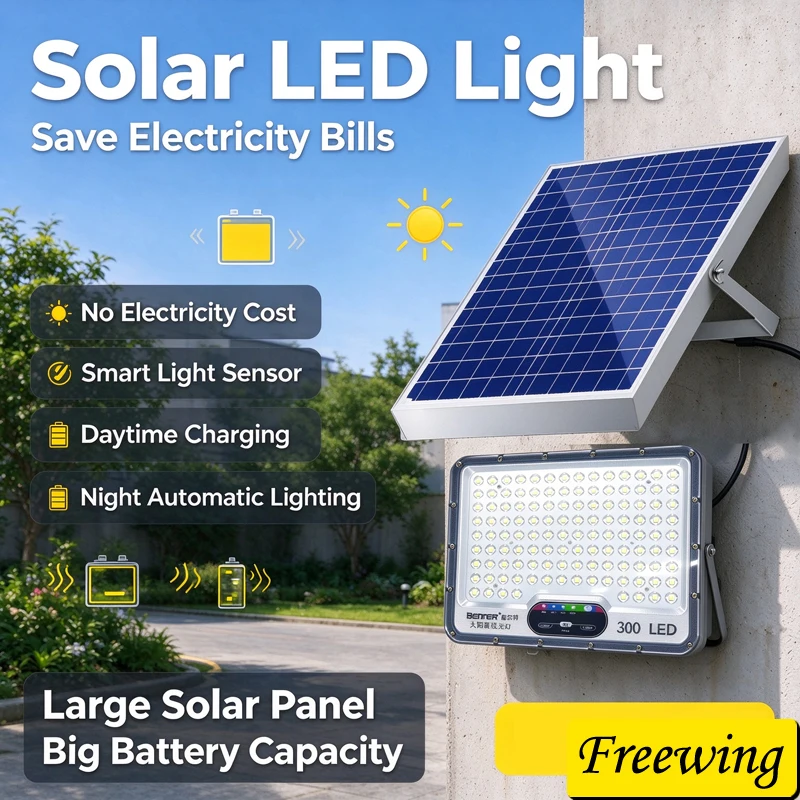 Solar Garden Lights Big Solar Panel Lamp Large Battery Outdoor Lighting Waterproof LED Solar Posts Solar Street Flood Lights