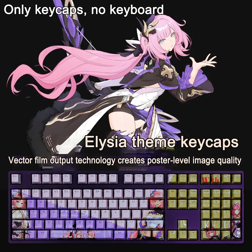 108 Tasten für Honkai Impact Keycap Bronya Zaychik PBT Subbed Cherry Hintergrundbeleuchtete Tastenkappen Anime-Tastenkappen für ANSI 61 87 104 108 Layout – Detail 6