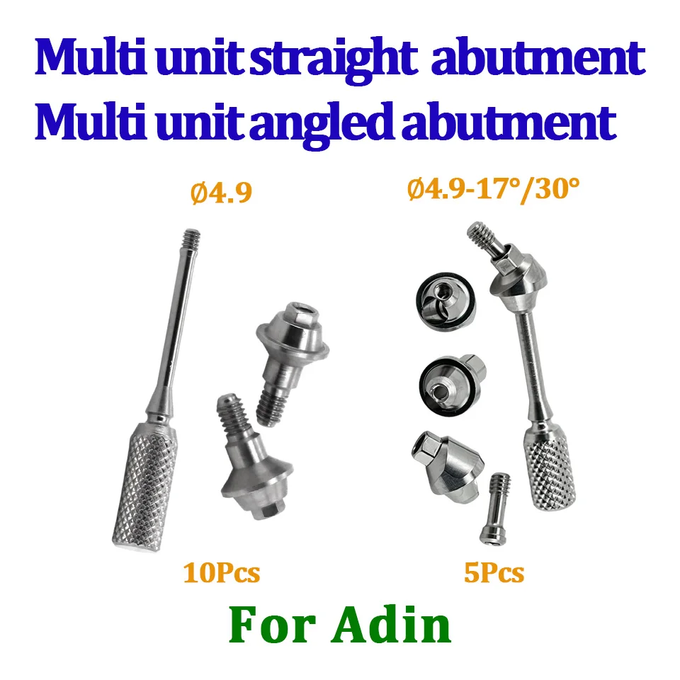 For Adin Multiunit Dental Prosthesis Abutment Straight 10PCS Angled 17 30 Degree 5PCS Implant Restorations Laboratory Parts