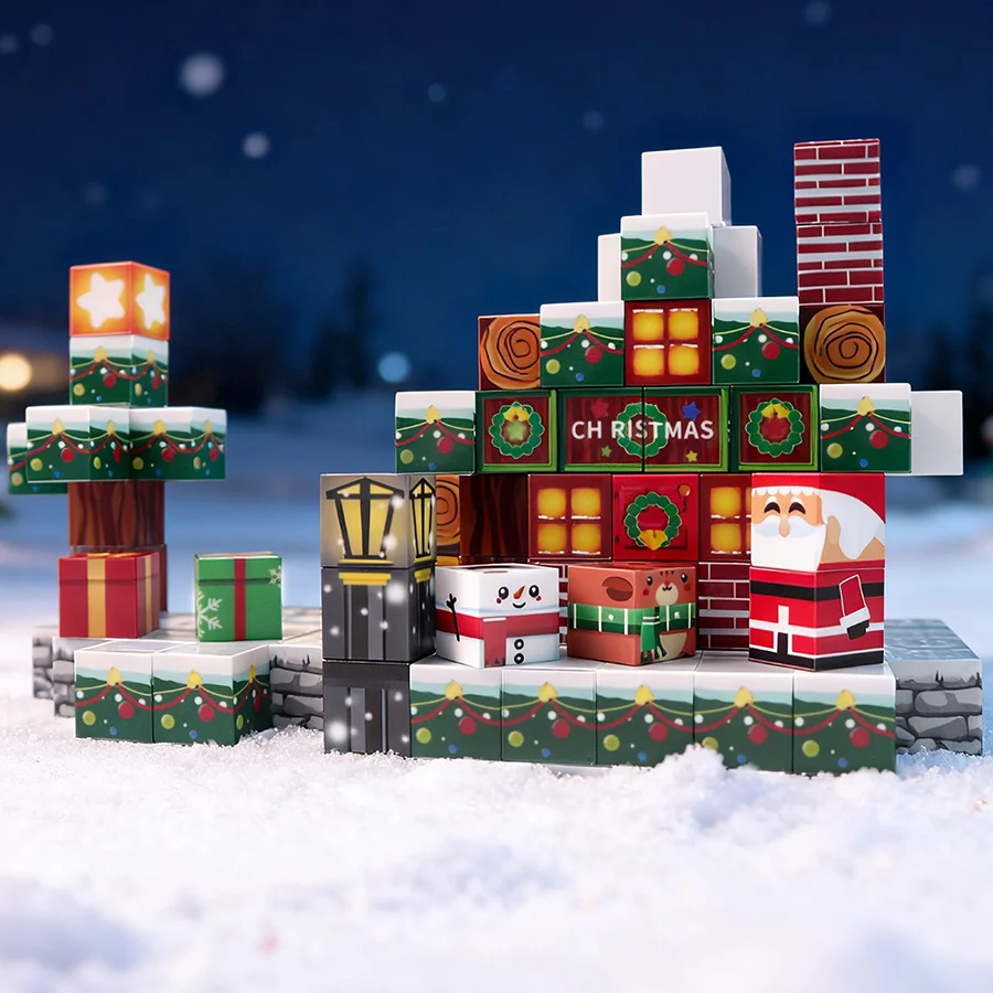 

Магнитный строительный блок, рождественский теплый дом, развивающая детская координация, рождественский подарок