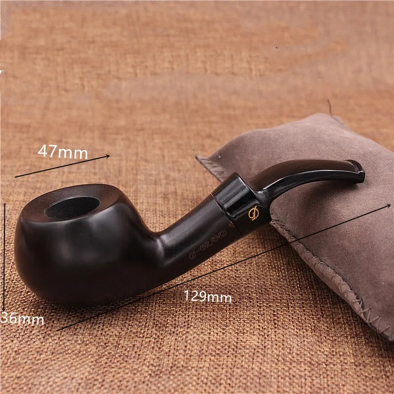 Classic Long Ebony Wood Solid Churchwarden Wooden Bent Smoking Pipe Tobacco Pipe Smoke Tube Fit For 9mm Filters Gift For Father