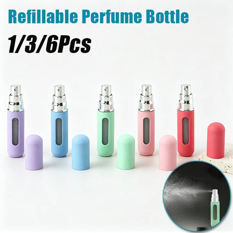 Mini flacon de parfum 2026 5ML 1/3/6PCS Couleurs bonbon Rechargeable Flacons de voyage à pulvérisation Distributeur à remplissage par le bas ﻿