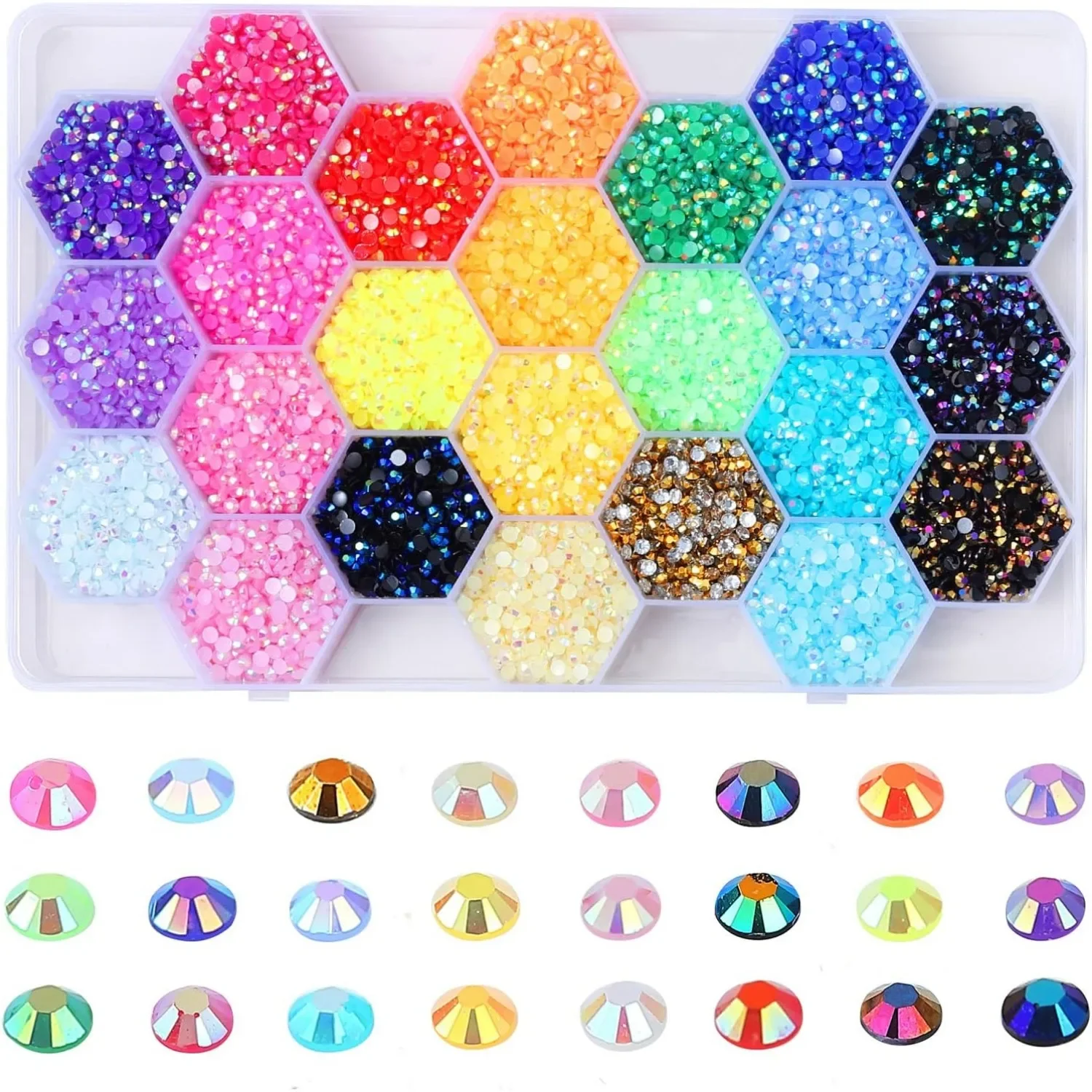 24000Pcs/Box Rhinestones 24 Colors 3mm Flat-Bottomed Round Nail Glitter Crystal Gem Rhinestone DIY Decoration Accessories