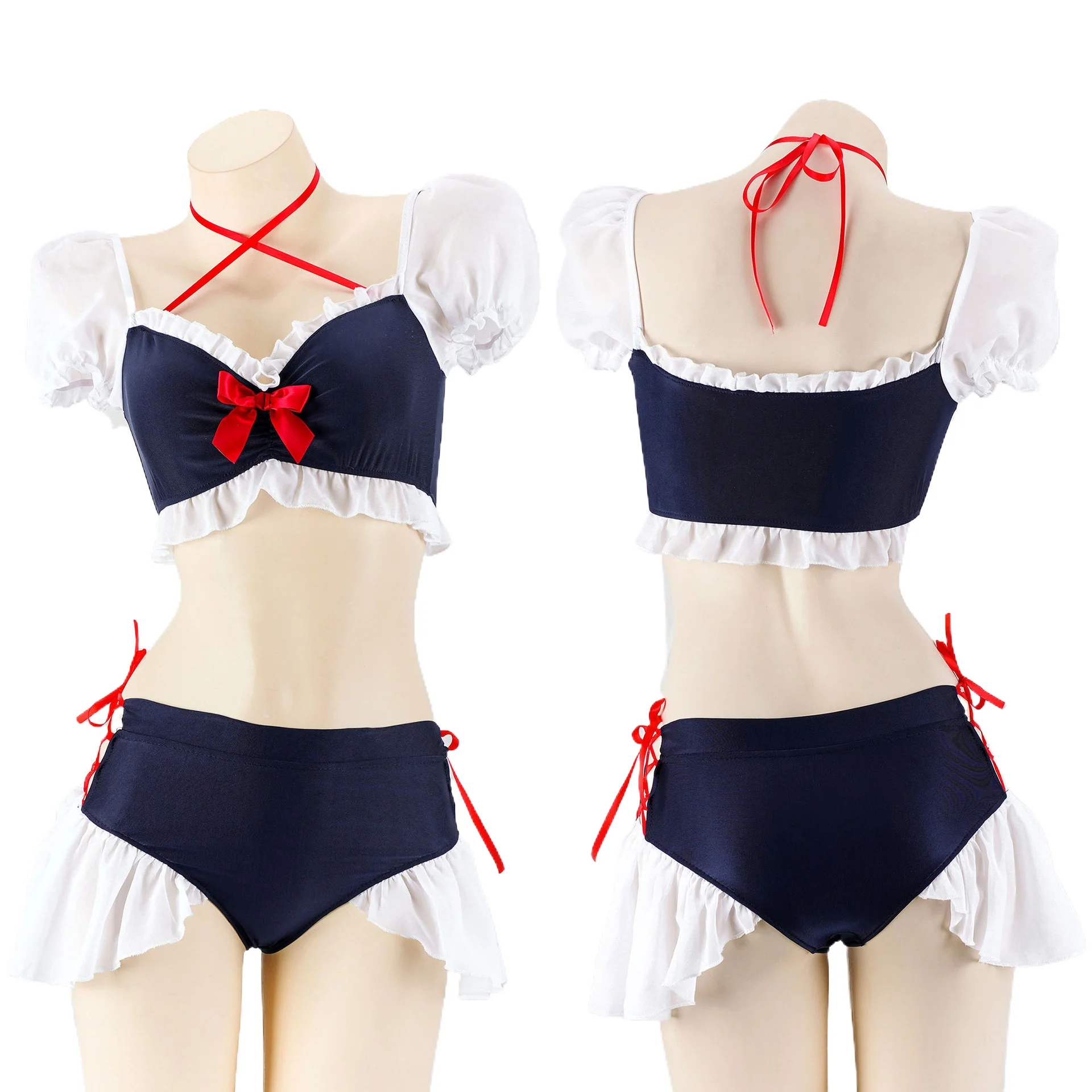 Disfraces de cosplay de princesa de Anime, traje de baño con volantes de gasa Lolita, uniforme para mujer, Bikini bonito para la playa, ropa interior, trajes