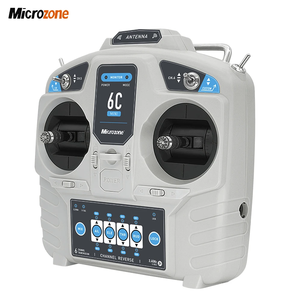 MicroZone MC6C 6C-Mini V2 2.4G 6CH Controller Transmitter MC7RB Receiver Radio System For RC Fixed wing/ Car/ Boat Airplane Toy