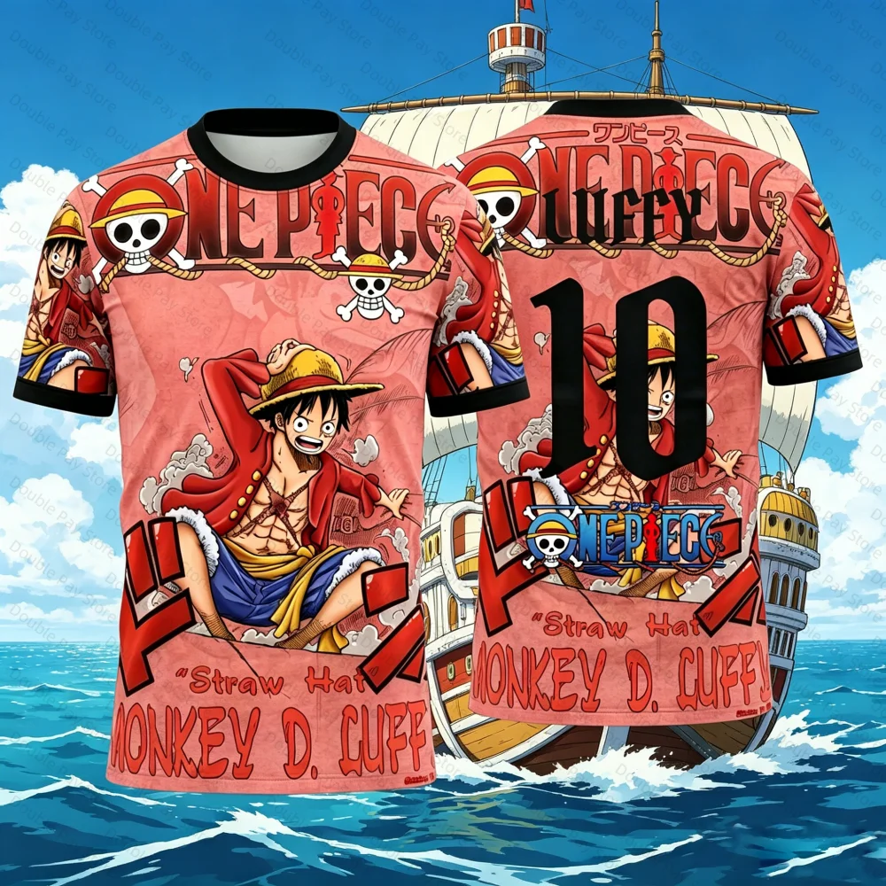 

Футболка с графическим принтом One Piece 2026, японское аниме, футбольные топы, быстросохнущая спортивная футболка для мужчин, детская одежда, женская футболка