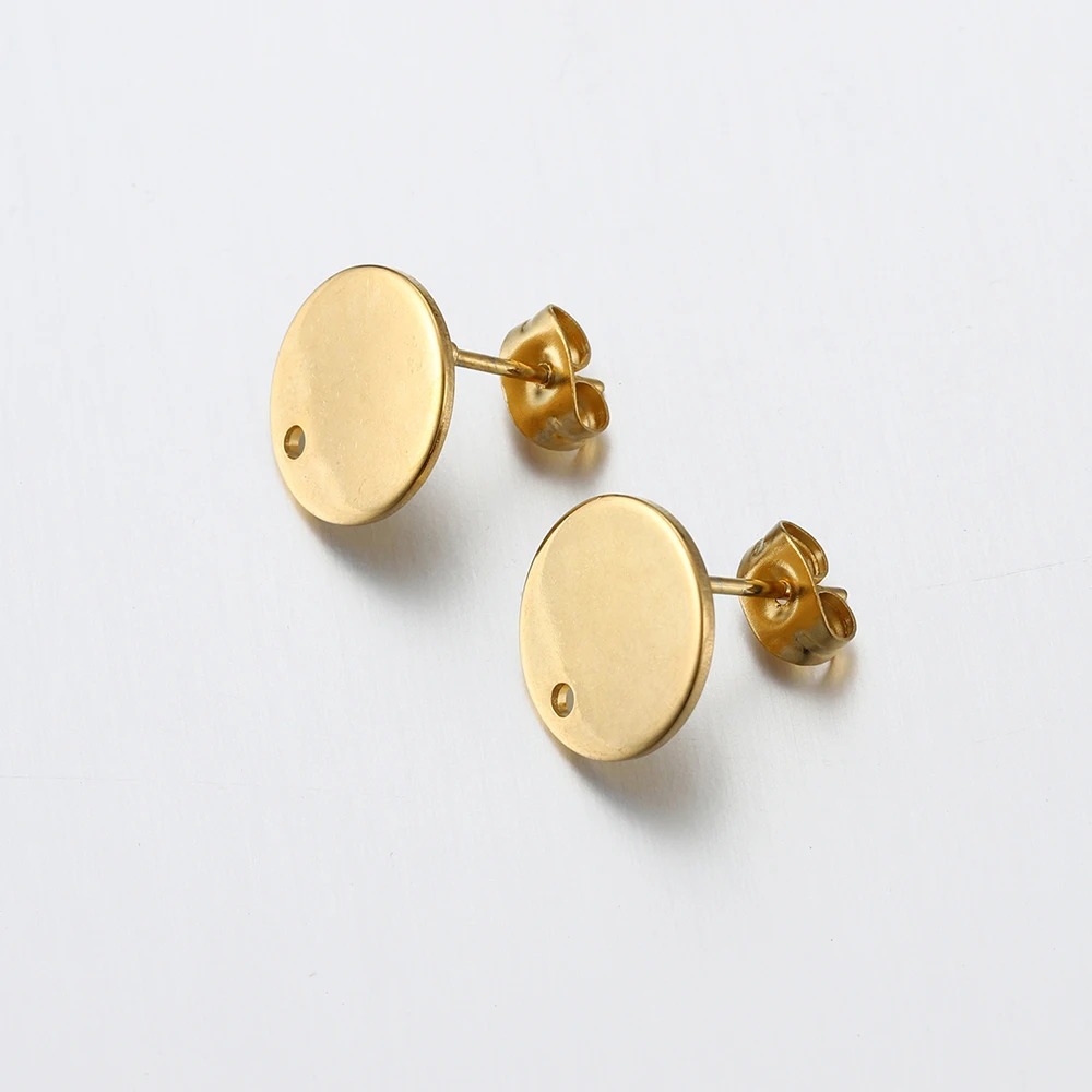 10pcs Stainless Steel Round Blank Post Earring Studs
