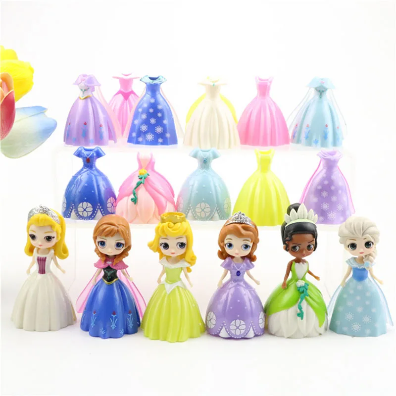 Disney Princess Toys Frozen Elsa Cinderella Ariel Alice Magic Clip Dress Clothes Change Figures Dolls