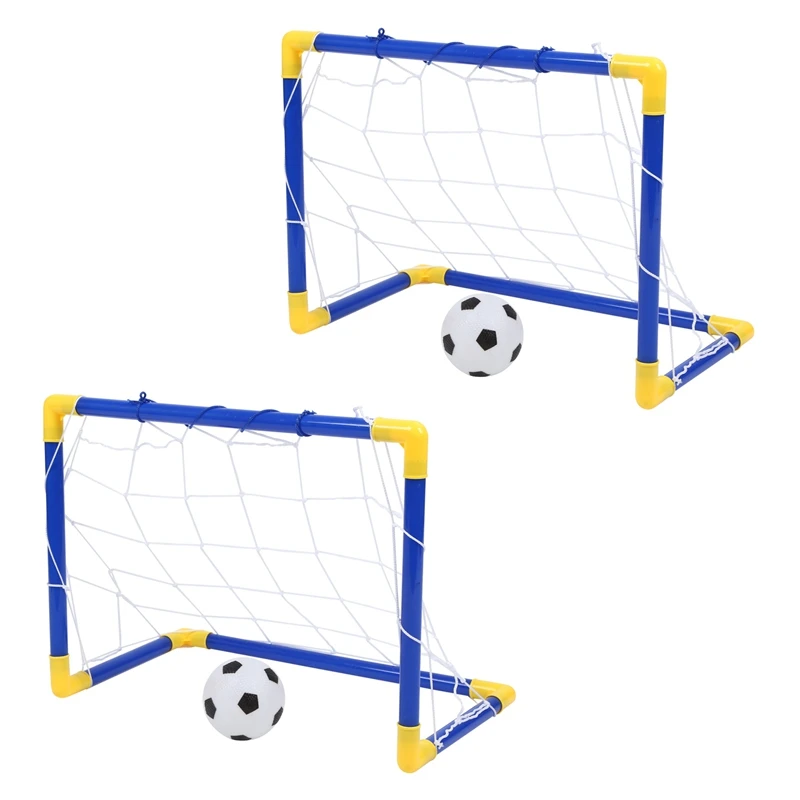 8X Indoor Mini Folding Football Soccer Ball Goal Post Net Set+Pump Kids Sport Outdoor Home Game Toy