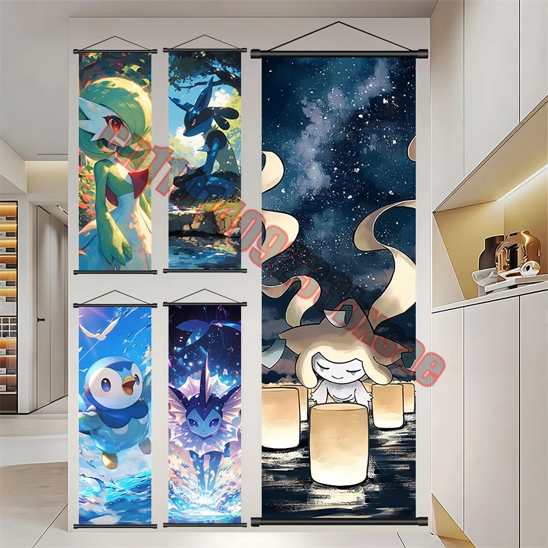 

Japanese Classic Cartoon Anime Pokemon Pikachu, Psyduck High-quality Art Scroll Painting Suitable for Living Room Decor Gifts