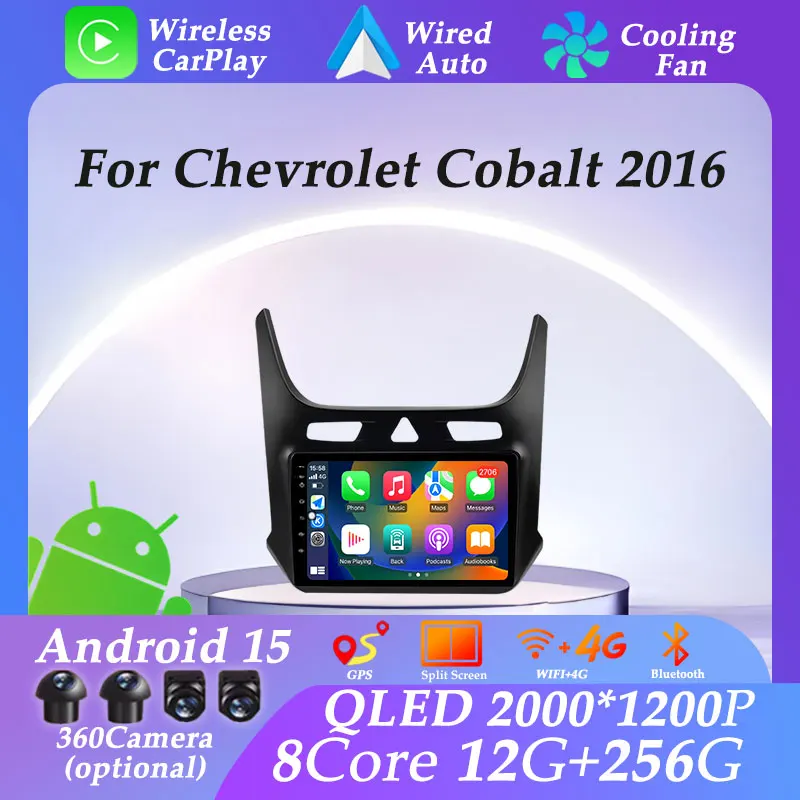 Carplay Auto Android 15 GPS Navigation لسيارة شيفروليه كوبالت 2016 شاشة مقسمة مشغل وسائط متعددة فيديو DSP ستيريو واي فاي رقم 2 din #2