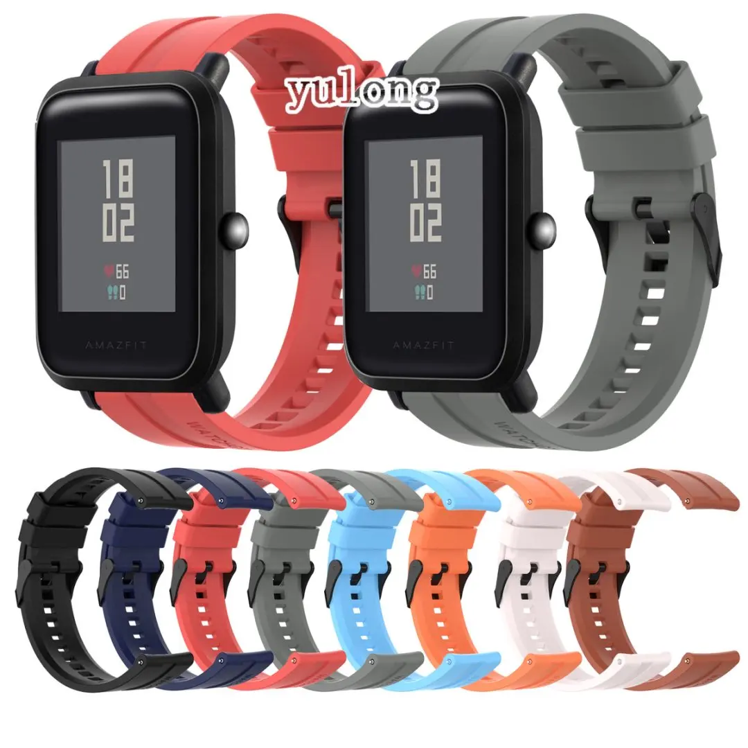 20/22mm Silicone WatchBand Strap For Huami Amazfit Bip 3 5 6 Pro Bip U Pro Bip S Lite Amazfit Active 2