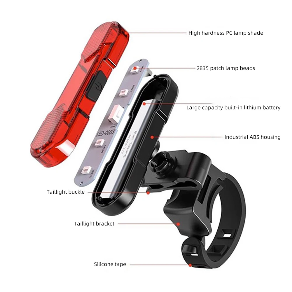 Night Bicycle Tail Light Outdoor Highlight USB Charging Mountain Led Warning Cycling Lights Tail Lamp Bicycle Accessories