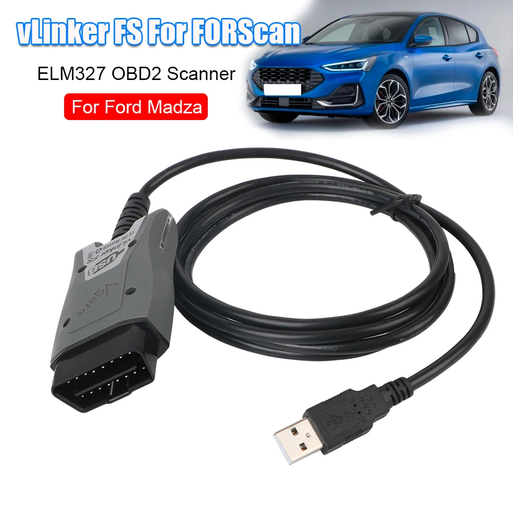 OBDII Code Reader For Mazda Ford FORScan VLinker FS ELM327 OBD2 Car Diagnostic Tools ELM 327 Scanner OBD 2 HS/MS-CAN Auto Tester