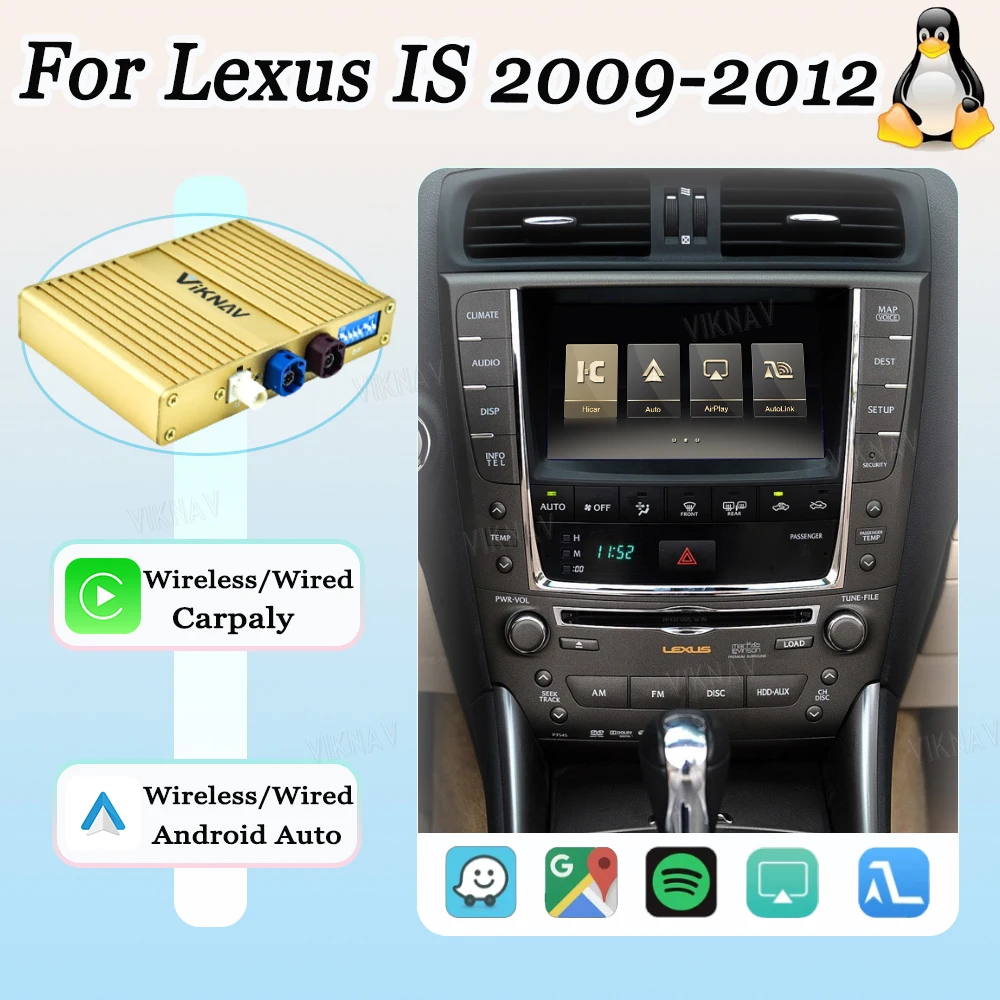 Viknav Linux System For Lexus IS 2009-2012 OEM Screen LVDS Decoder Interface Box Multimedia Android Auto Wireless Apple Carplay