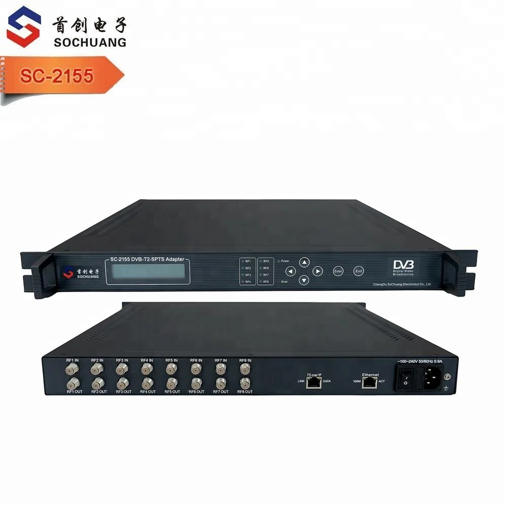 SC-2155 for IP TV FTA Tuner 8 Carriers R F IP Output Modulator DVB-T/T2 8 Tuner for Radio & TV Broadcasting Equipment