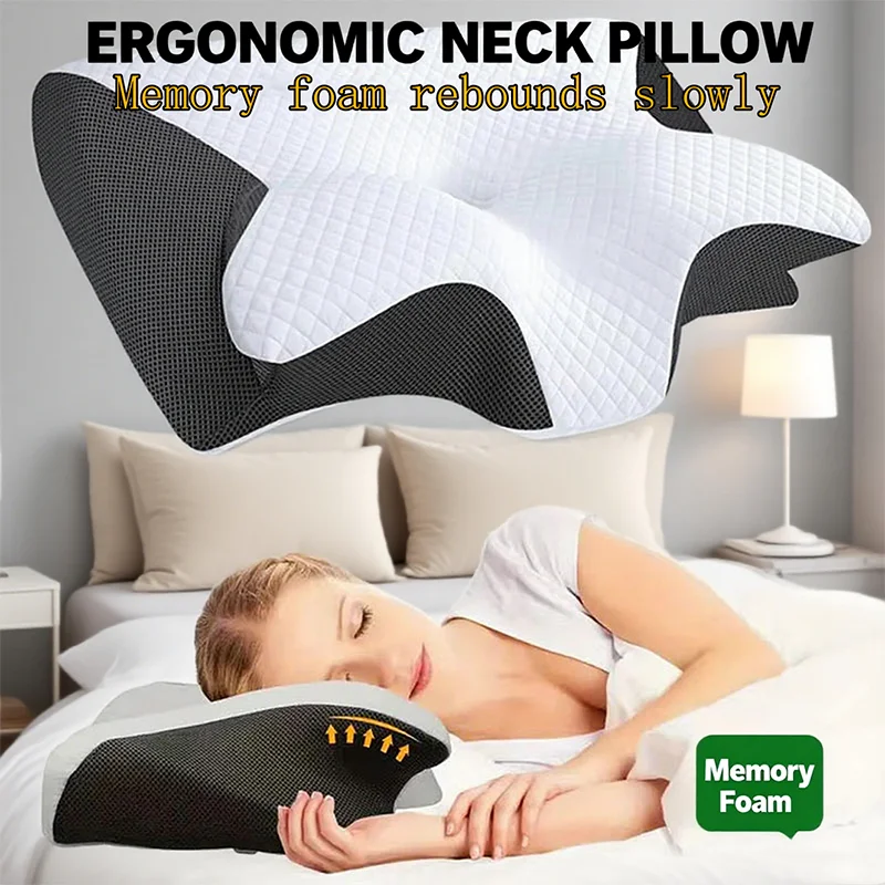 

2026 NEW Memory foam pillow rolled horn butterfly pillow cervical vertebra pillow core home slow rebound memory pillow