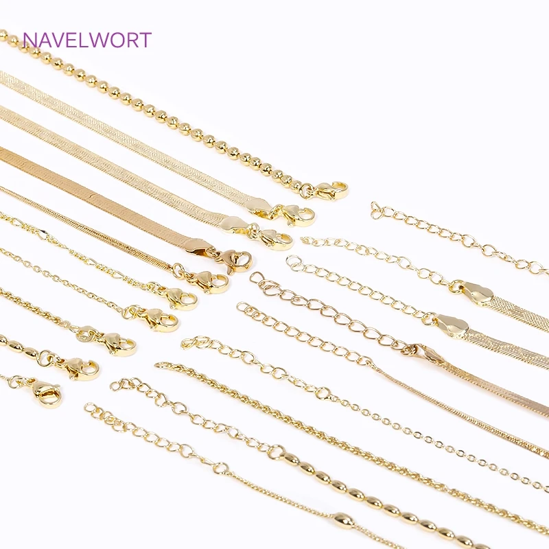 Multi Styles 18K Gold Plated Necklace Chains High Quality Brass Chains For Necklace Making, Fashion Jewelry For Women Wholesale