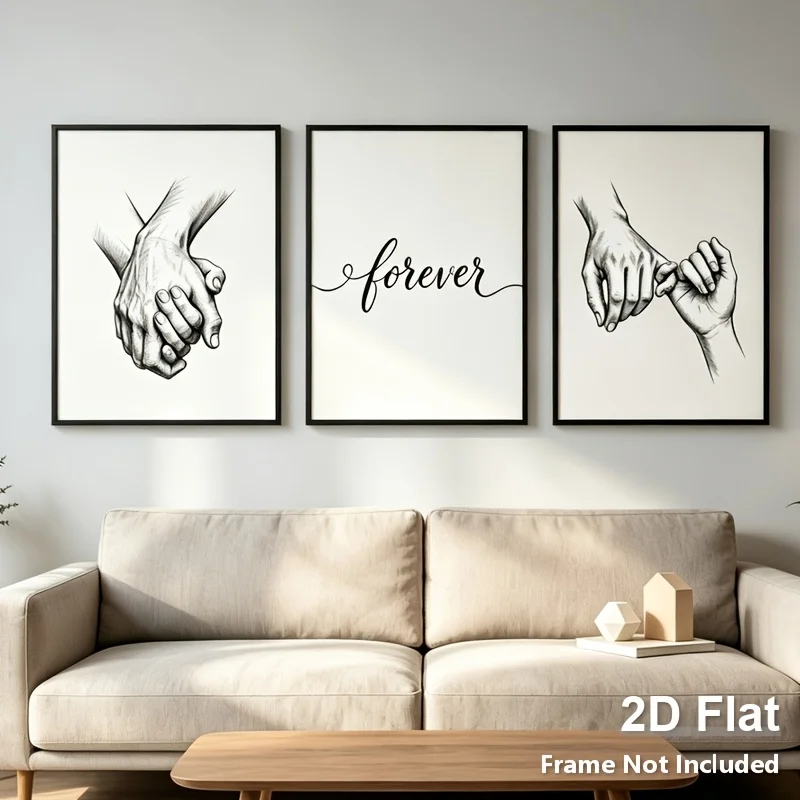 （NOframe 3PCS）-2D Flat, 3pcs 