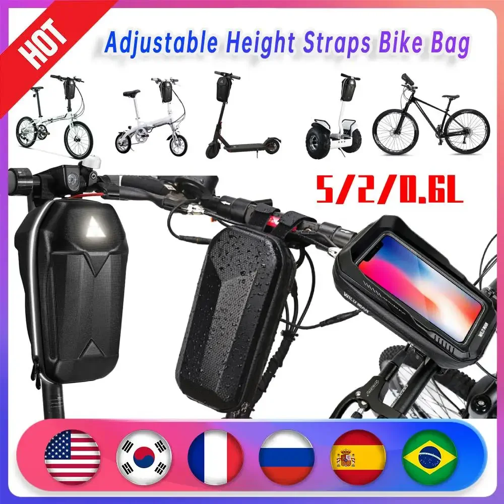 5/2/0.6L Rainproof EVA Pack Hard Shell Electric Scooter Bicycle Front Storage Bag Skateboard Hanging Bag for Xiaomi M365 Cycling