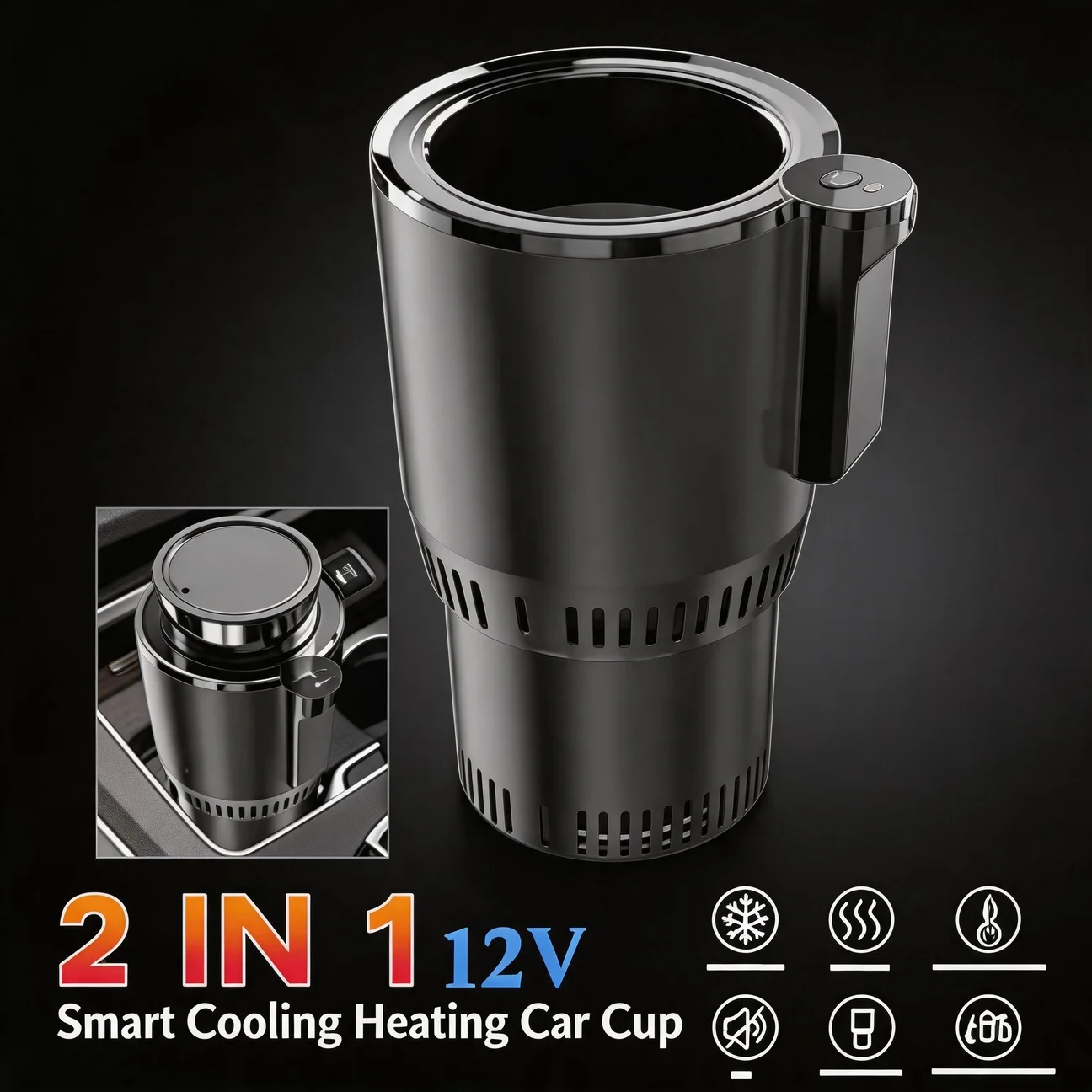 Smart Fast Refrigeration Warmer Cooler Cup 12V 2-in-1 Car Heating Cooling Cup Car Portable Quick Cooling Cup with LCD Display