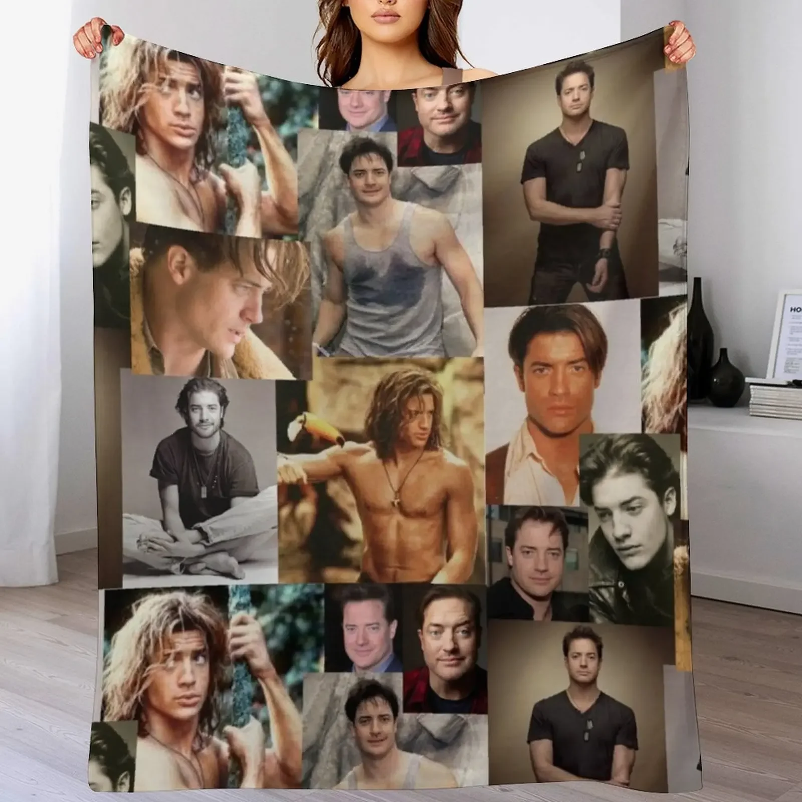 Brendan Fraser Love Collage Throw Blanket Warm Single Extra Large Throw For Sofa Thin Blankets