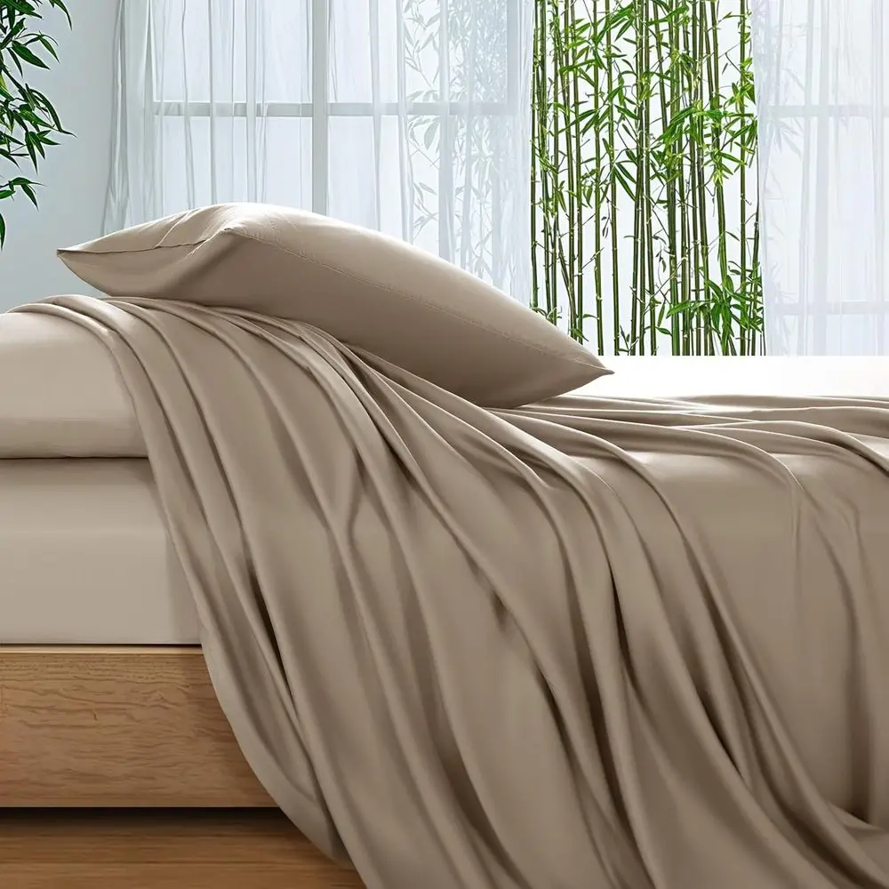 100% Viscose Derived rom Bamboo_Sheets King Size, Ultra Breathable & Cooling Bed Sheets or Hot Sleepers, Hotel Luxury Silky Bedd