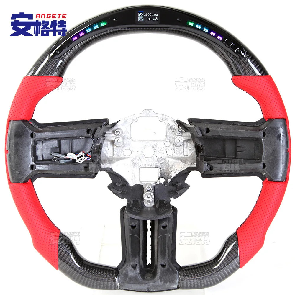 

Applicable to:Suitable for Ford 12 Mustang red perforated leather carbon fiber smart LED multi-function car modified steering wh